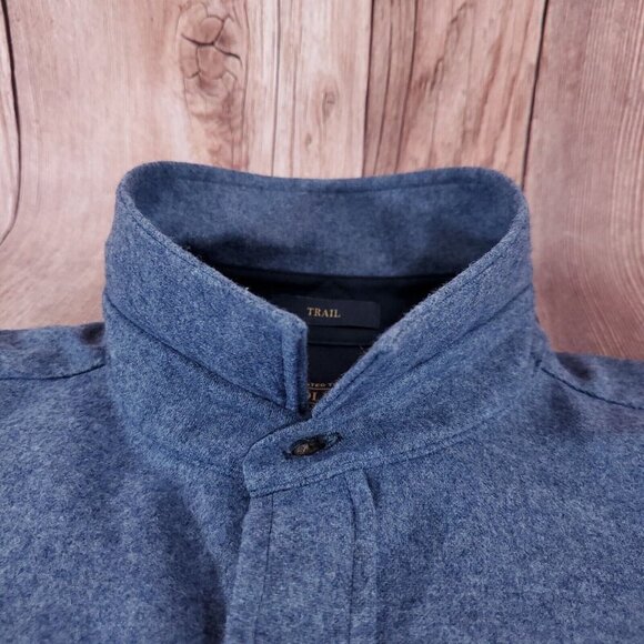 Pendleton Mens Size Large Trail Shirt Blue Virgin Wool Button Up Elbow Patch - Picture 5 of 14